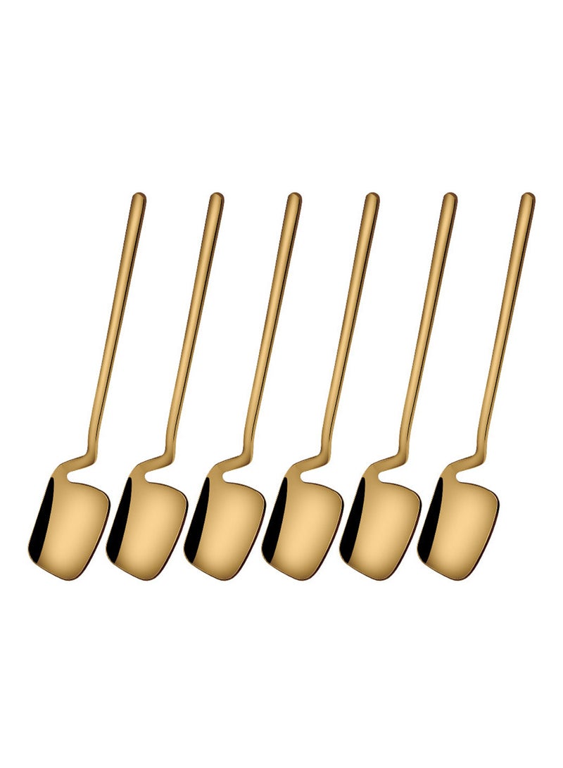 6-Piece Mirror Polishing Stainless Steel Tea Spoon Set Gold 14.1cm - Image 1